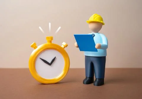 The stated timeframe for project implementation and construction. Completio.. Stock Photos