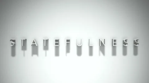 Statefulness 3D title animation white text on a white background Stock Footage 299748632