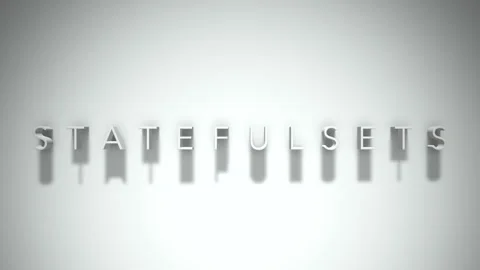 Statefulsets 3D title animation white text on a white background Stock Footage 299748667