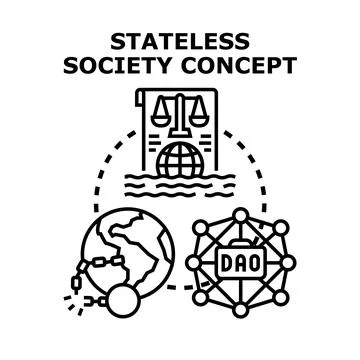 Stateless society concept with decentralized autonomous organization Stock Illustration