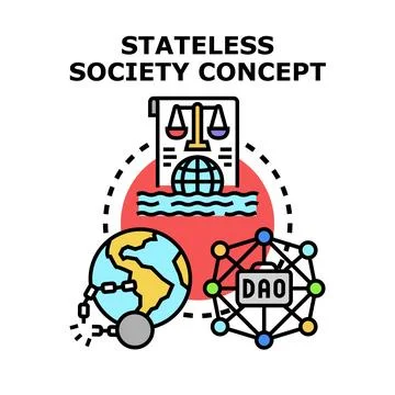 Stateless society concept with decentralized autonomous organization Stock Illustration