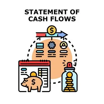 Statement of cash flows concept identifying financial management process Stock Illustration