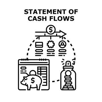 Statement of cash flows concept identifying financial management process Stock Illustration