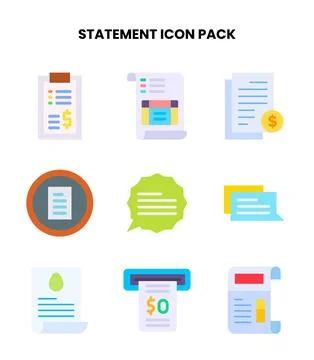 Statement Flat Design Icons Pack Stock Illustration