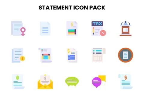 Statement Flat Scalable Icons Pack Stock Illustration