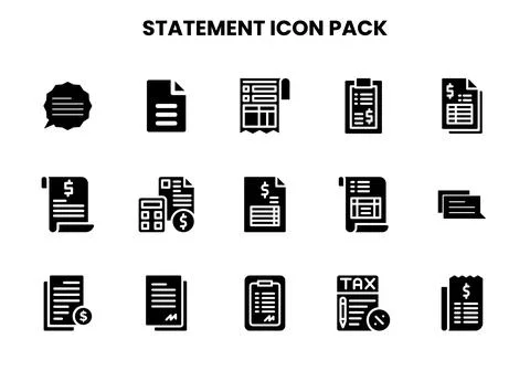 Statement Glyph Design Icons Pack Stock Illustration