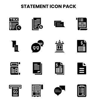 Statement Glyph UI Icons Pack Stock Illustration