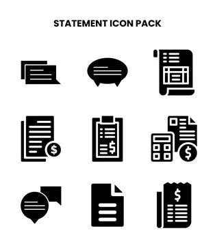 Statement Glyph UI Icons Pack Stock Illustration