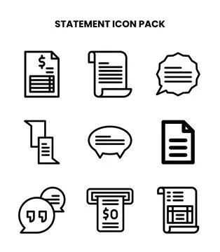 Statement Line Collection Icons Pack Stock Illustration