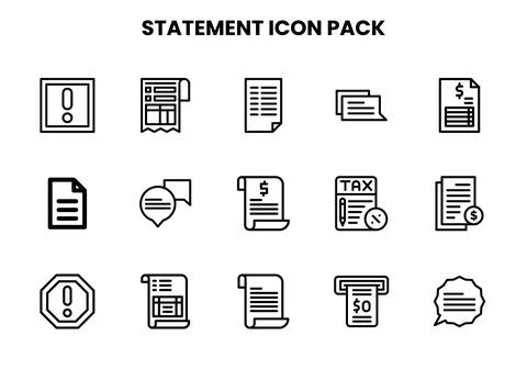 Statement Line UI Icons Pack Illustrazione stock