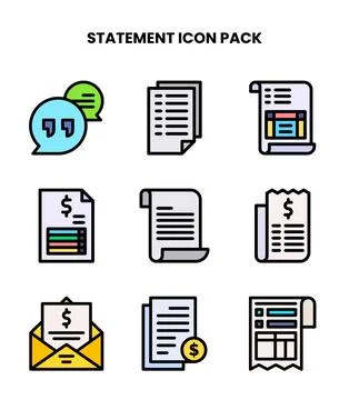 Statement Lineal Color Icons Pack Stock Illustration
