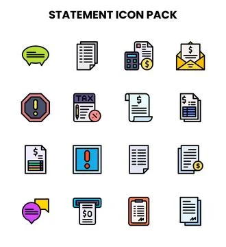 Statement Lineal Color Icons Pack Stock Illustration
