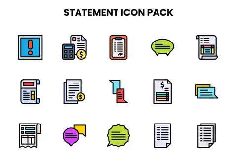 Statement Lineal Color Set Icons Pack Stock Illustration
