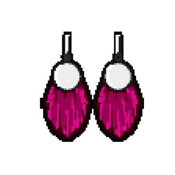 Statement tassel earrings pixel art vector illustration Stock Illustration