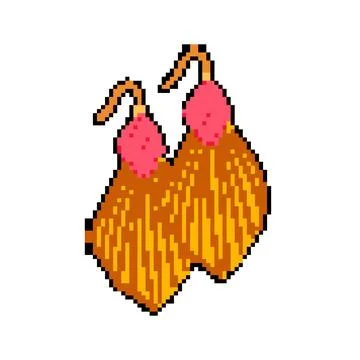 Statement tassel earrings pixel art vector illustration Illustrazione stock