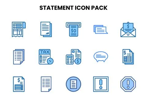 Statement Two Colour Design Icons Pack Stock Illustration