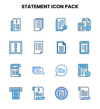 Statement Two Colour Set Icons Pack Stock Illustration