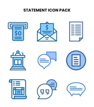 Statement Two Colour Set Icons Pack Stock Illustration