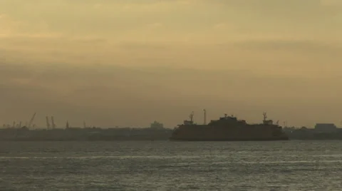 Staten Island Ferry at dusk Stock Footage 31742230