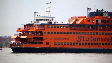 Staten Island Ferry Passing By Stock-Footage 77396735