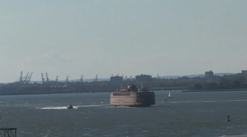 Staten Island Ferry sails on a windy day. Stock Footage 33709604