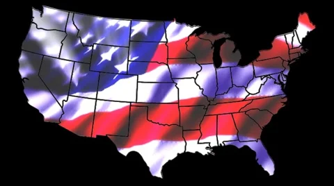 States Outlined &amp; US Flag Stock Footage 2447275