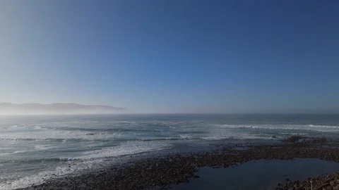 Static 4K Drone Shot over look the Indian Ocean in South Africa Stock Footage 314444368