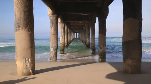 Static 4K shot of Manhattan Beach California pier Видео 74710493