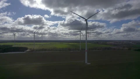 Static 4K Shot of Wind Turbines Generating Clean Energy Stock Footage 234117835