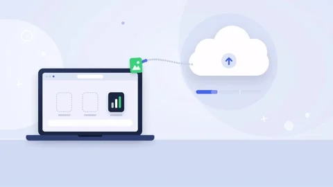 Static 4K UHD animation of cloud upload progress from laptop Stock Footage 347469415