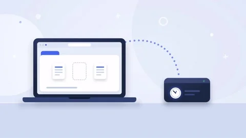Static 4K UHD animation of data backup process from laptop to external drive Stock Footage 347663713