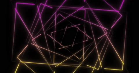Static Abstract 80s rotating rectangle frames with Light Lines Video stock 138757982