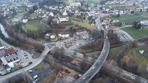 Static aerial drone shot over roads 스톡 동영상 329557763