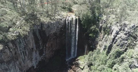 Static aerial of flowing waterfall Stock Footage 97418350