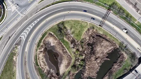 Static Aerial of Highway Cloverleaf Interchange, Jersey City Vídeo Stock 344596301
