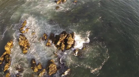 Static Aerial of Off Shore Rocks Stock Footage 44093247