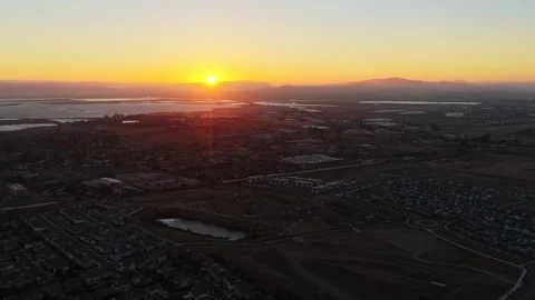 Static Aerial Sunset Over Historic Cement Ruins, American Canyon, 4K Vídeo Stock 338425596