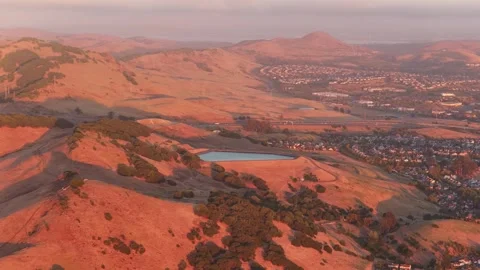 Static Aerial Sunset Vista Over Hillside, American Canyon, 4K 動画素材 338425626