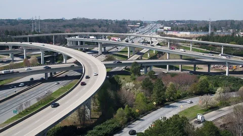 Static aerial of Traffic moving in many directions - Drone Video stock 89817154