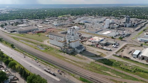 Static Aerial View Alberta Terminals Limited (ATL) Grain Elevator Site Stock Footage 316826154