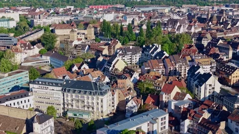 Static aerial view of La Petite France historic quarter in Strasbourg, France Vídeos de archivo 339058030