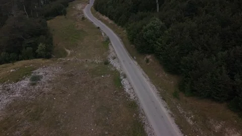 Static Aerial View of Logging Truck Transporting Timber on Mountain Road  Stock-Footage 342938956