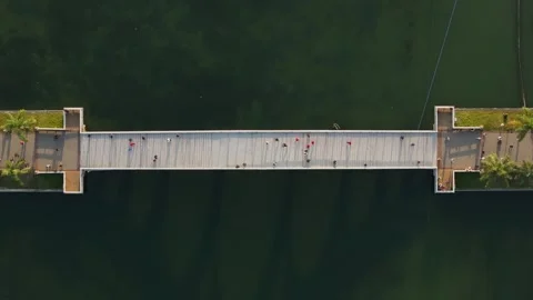 Static Aerial View of a Long Bridge Over Water in Nanning, Guangxi Province.. Stock Footage 336962444