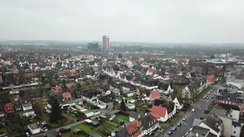 Static aerial view of mine tower at Kamp-Lintfort Video stock 331894800