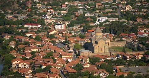 Static aerial view of Mtskheta, eastern Georgia (country). Stock Footage 104253548