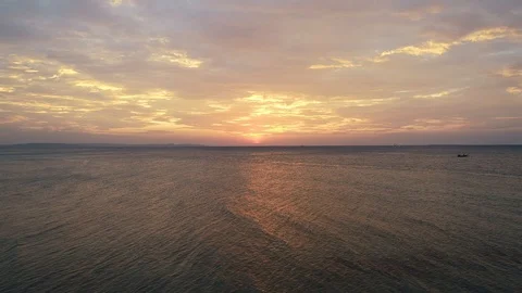Static aerial view of ocean sunset Stock Footage 89903433