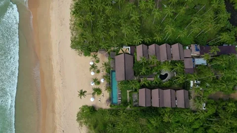Static Aerial View Of One Of The Resort At Nacpan Beach Stock Footage 240358764