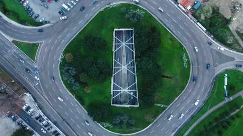 Static Aerial View of Roundabout Traffic in Almada, Portugal Video stock 145919135