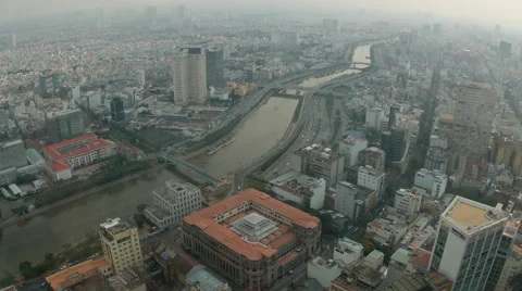 Static aerial view of the smog over the Ho Chi Minh City Stock Footage 62258088