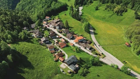 Static aerial view of the village Stock Footage 246712424